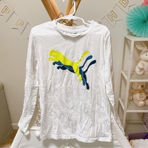 Puma White Cotton Long Sleeve T-shirt